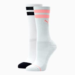 Women's Half-Terry Crew-Length Socks [2 Pack], WHITE / BLACK